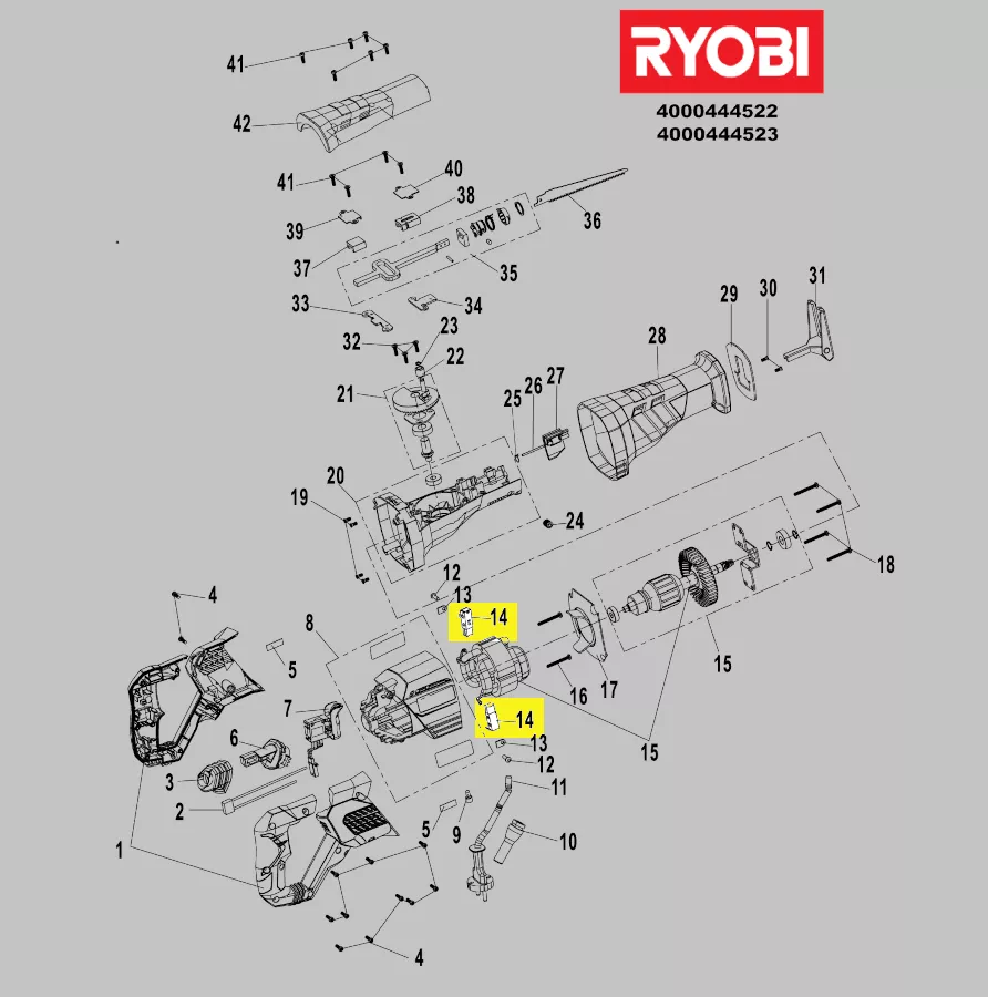 jeu de balais charbon réf. 5131033582 Ryobi